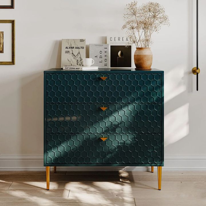 White Accent Storage Cabinet with 3-Drawer Chest