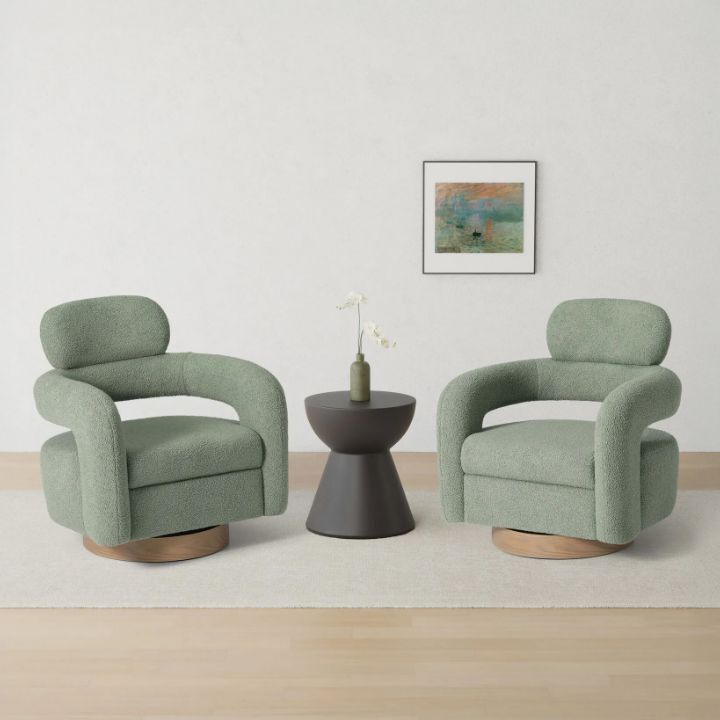 WestinTrends Mid-Century Modern Sherpa Swivel Barrel Accent Chair