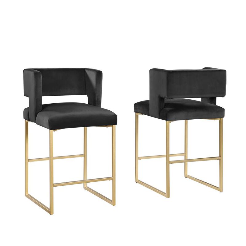 Lynx Velvet Bar Stools in Gold (Set of 2)
