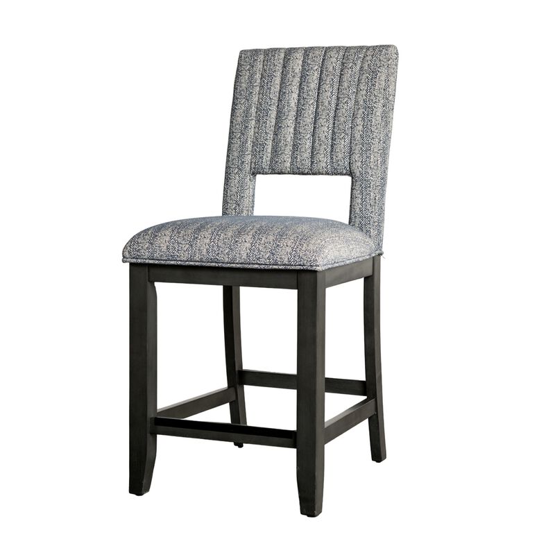 Manny Counter Height Chair Set of 2, Bluish Gray Fabric Seat and Back