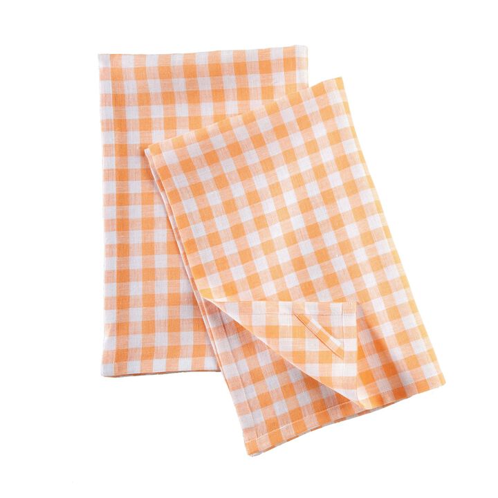 Solino Home 100% Pure Linen Kitchen Towels Set of 2 - 17 x 26 Inch | Gingham Check