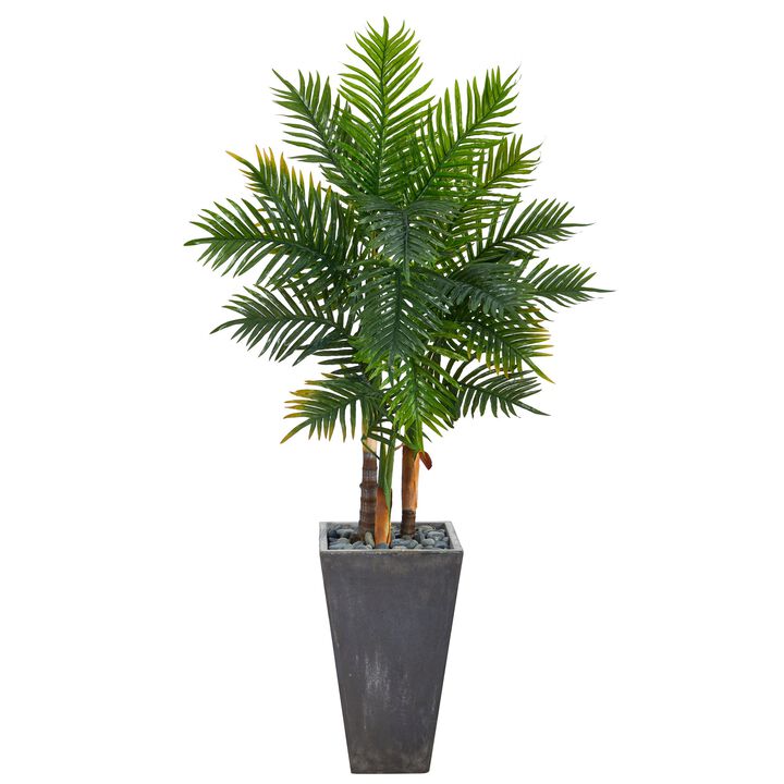 Hivvago 63 Inches Areca Artificial Palm Tree in Cement Planter (Real Touch)