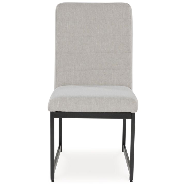 Myka Dining Side Chair Set of 2, Modern Sled Legs, Gray Polyester - Benzara