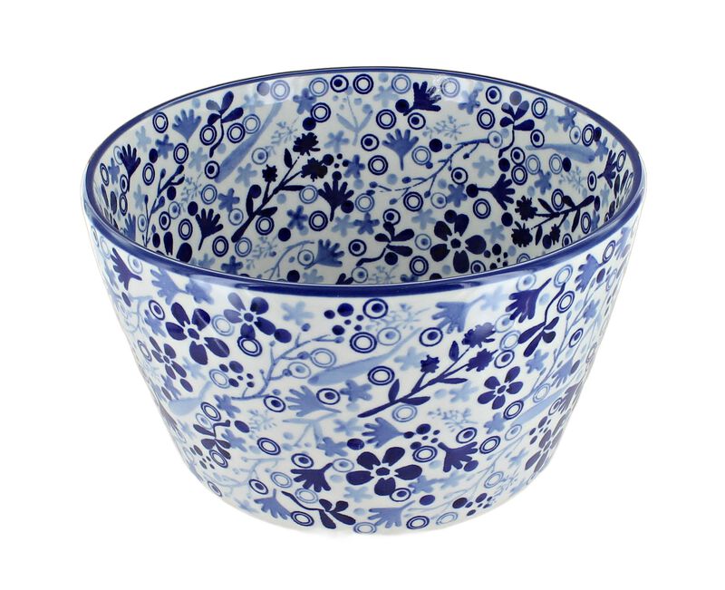 Blue Rose Polish Pottery Medium Deep Serving Bowl