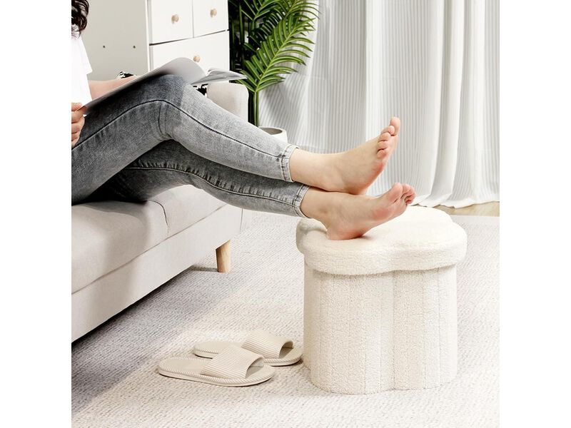 B FSOBEIIALEO Boucle Ottoman Seat for Dorm Room