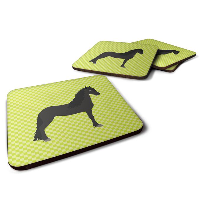 Caroline's Treasures Friesian Horse Green Decorative Coasters, 3.5, Multicolor