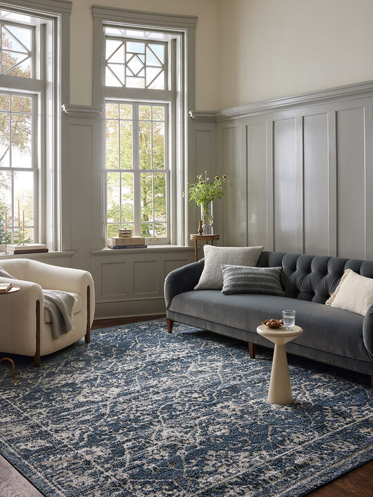Gigi Navy/Stone 2'7" x 4' Accent Rug by Magnolia Home by Joanna Gaines x Loloi