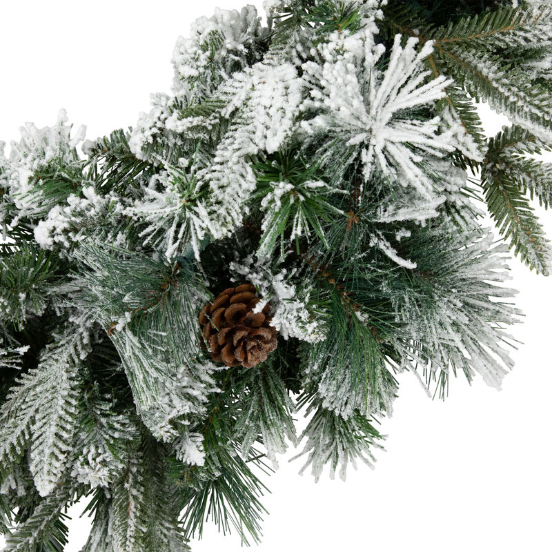 Flocked Rosemary Emerald Angel Pine Artificial Christmas Wreath - 30-Inch  Unlit