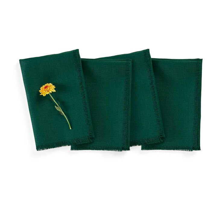 Solino Home 100% Pure Linen Cloth Napkins 20 x 20 Inch Set of 4 | Fringe Dinner Napkins