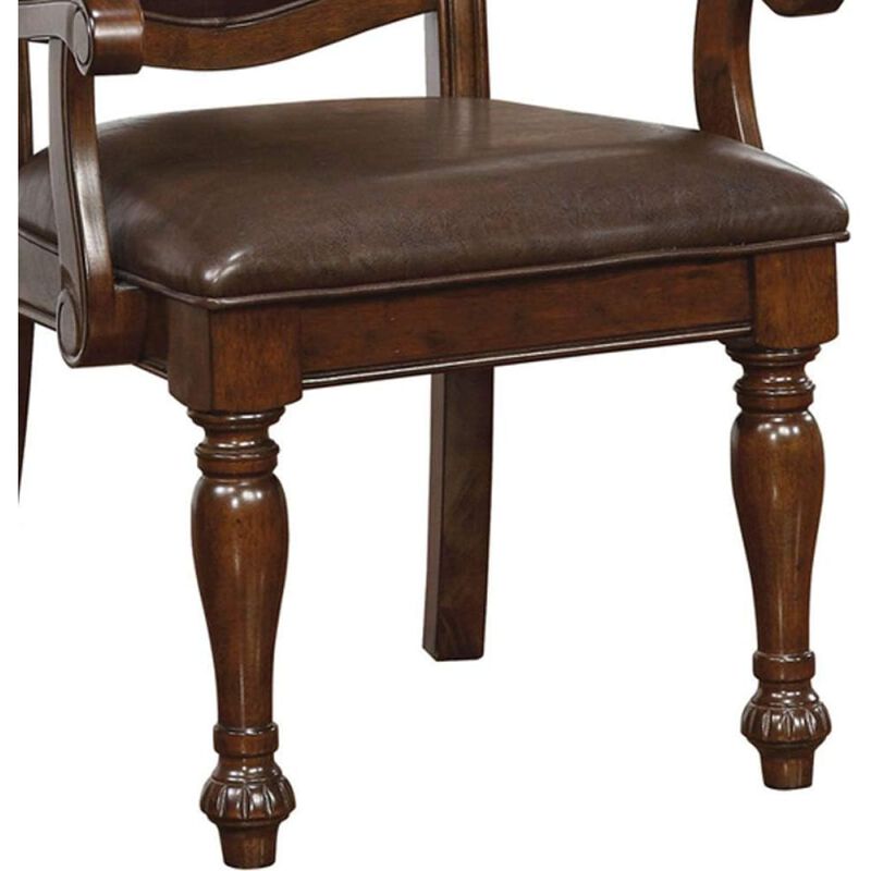 Cherry Wood Dining Chairs Set Of 2 - Traditional Style
