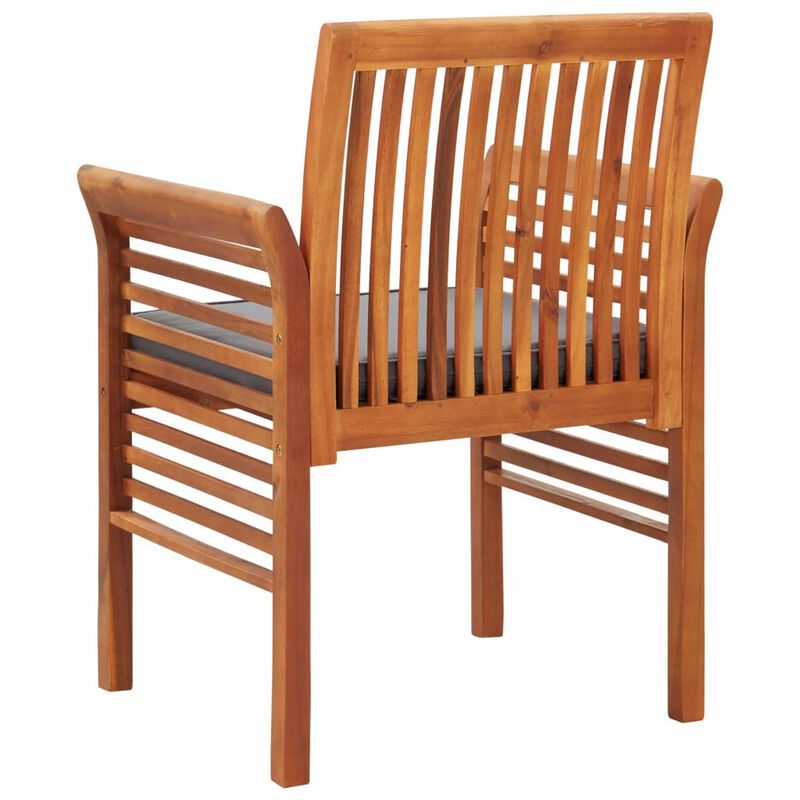 Kim Outdoor Set of 2, Geay Seat Armchair, Brown Acacia Wood - Benzara