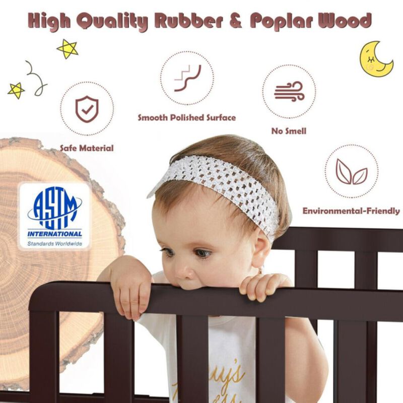 Hivvago Classic Design Kids Wood Toddler Bed Frame with Two Side Safety Guardrails
