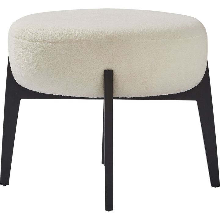 20" White and Black Powder Coated Round Stool