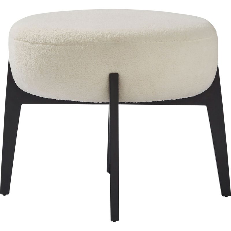 20" White and Black Powder Coated Round Stool