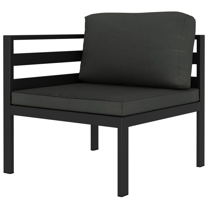 Shina 6pc Outdoor Modular Sofa Set, Black Aluminum Frame, Polyester - Benzara