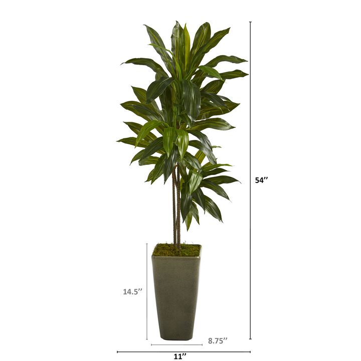 Hivvago 4.5" Dracaena Artificial Plant in Green Planter (Real Touch)