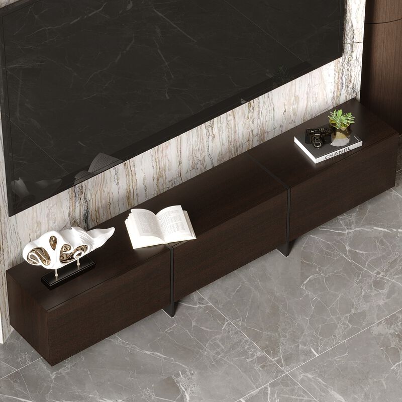 FUFU&GAGA Modern/Contemporary Dark Brown Tv Stand Integrated Tv Mount (Accommodates TVs more than 70-in),Brown
