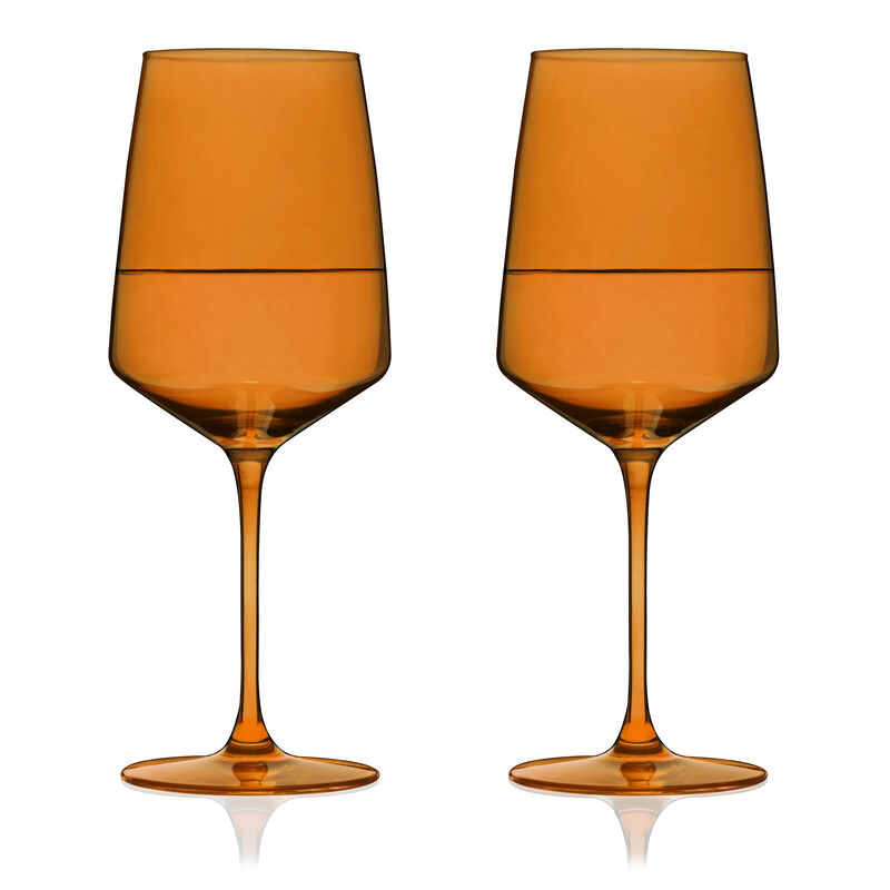 Reserve Nouveau Crystal Wine Glasses in Amber Set of 2