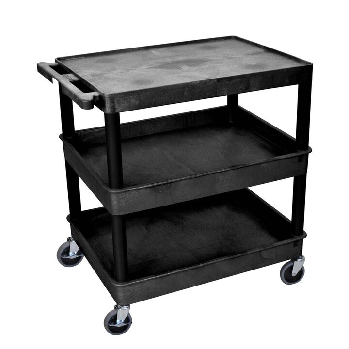 3 Shelf Large Black Tub Cart