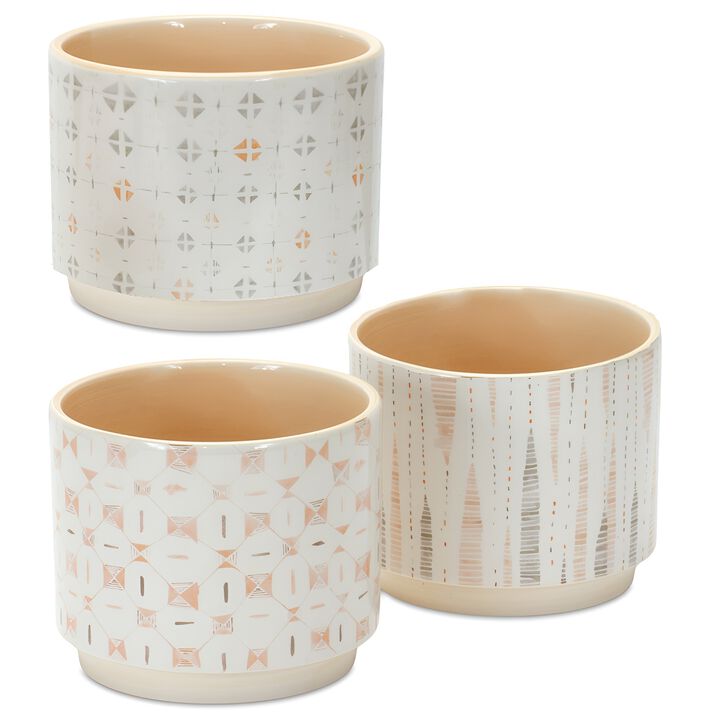 Blush Patterned Stacking Pot for Modern Plant Display and Home Décor (Set of 3)