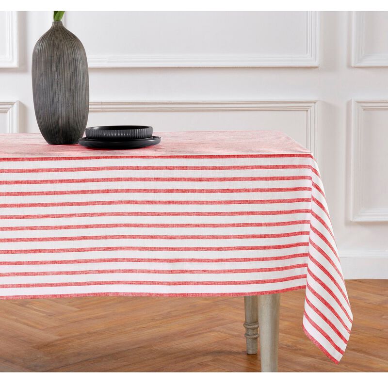 Solino Home 100% Pure Linen Tablecloth | Madison Stripe