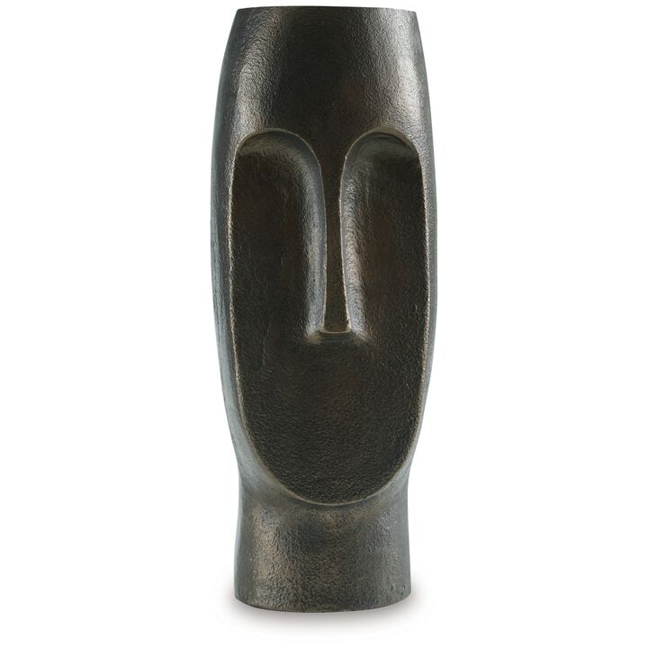 Vase, Abstract Decorative Figurine of a Head, 13 Inch Bronze Aluminum - Benzara