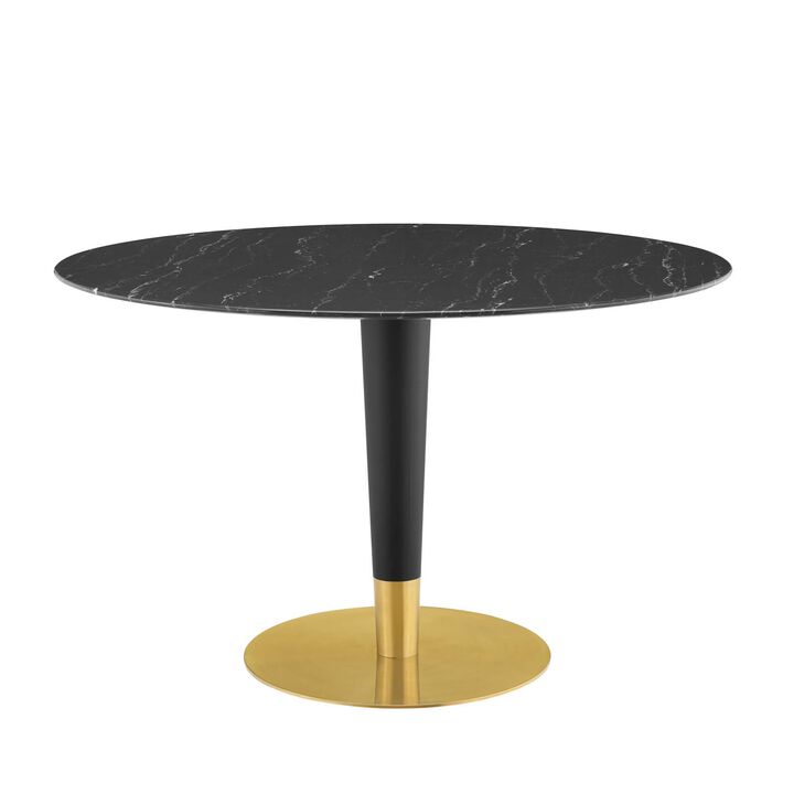 Modway - Zinque 47" Artificial Marble Dining Table Gold Black