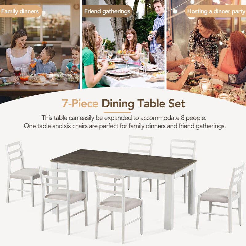 Merax Mutifunctional Extendable Wooden Dining Table Set with Chair