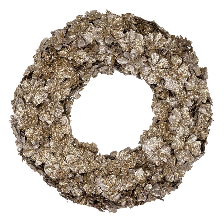 Gold Glitter Pine Cone Artificial Christmas Wreath  12-Inch