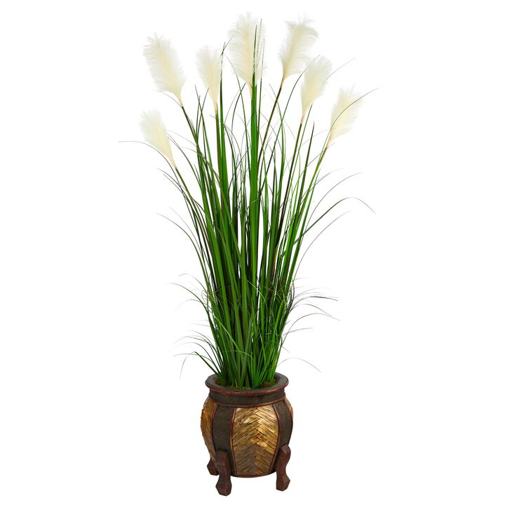 Hivvago 63" Wheat Plum Grass Artificial Plant in Decorative Planter Hivvago 63" Wheat Plum Grass Artificial Plant in Decorative Planter