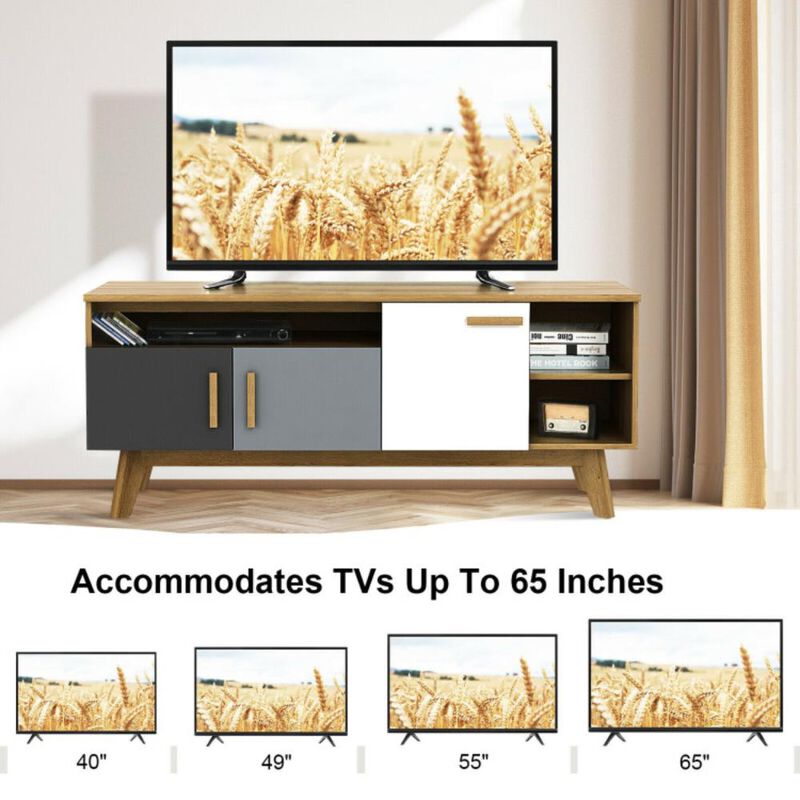 Hivvago 65 Inch TV Stand with 3 Storage Cabinets and 3 Open Shelves for Living Room