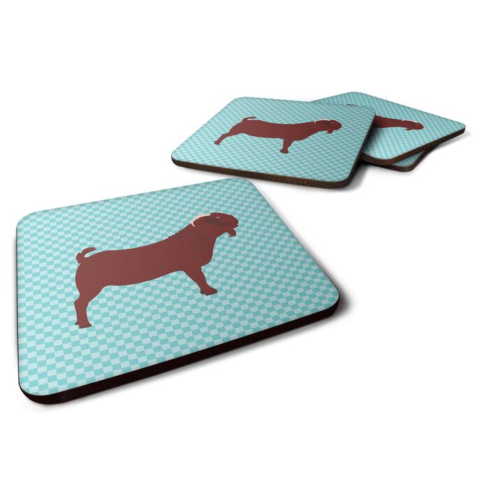 Caroline's Treasures Kalahari Red Goat Blue Check Decorative coasters, 3.5, Multicolor