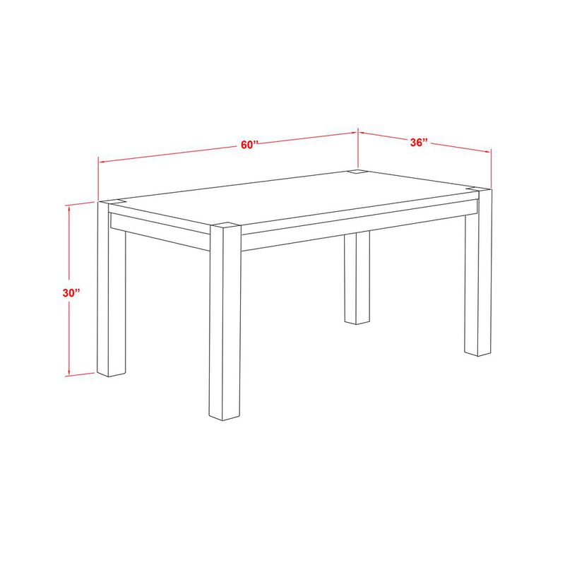 East West Furniture CN6-07-T  Beautiful Rectangular Table with Distressed Jacobean Color Table Top Surface and Asian Wood Dinette Table Wooden Legs - Distressed Jacobean Finish