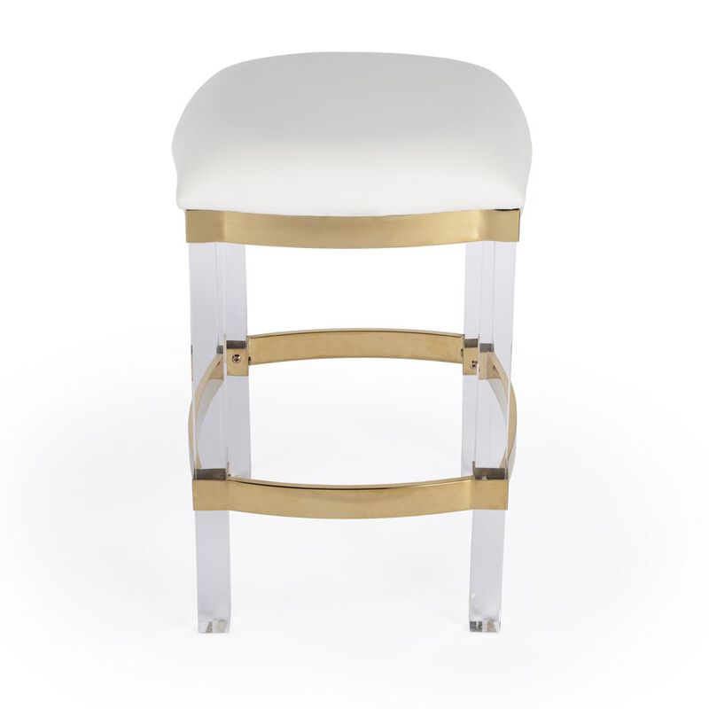 Butler Specialty Company Jordan Acrylic & Polished Brass 24 Counter Stool, White