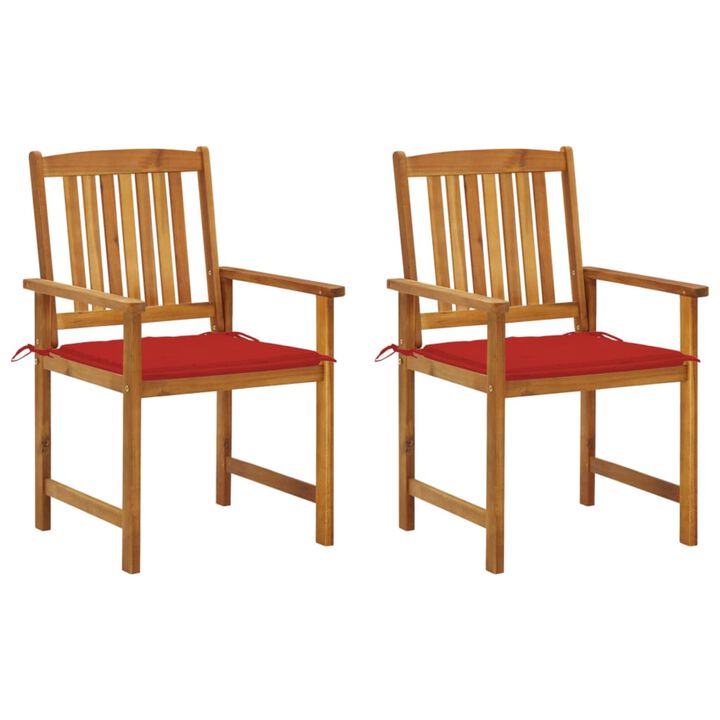 vidaXL Director's Chairs with Cushions 2 pcs Solid Acacia Wood