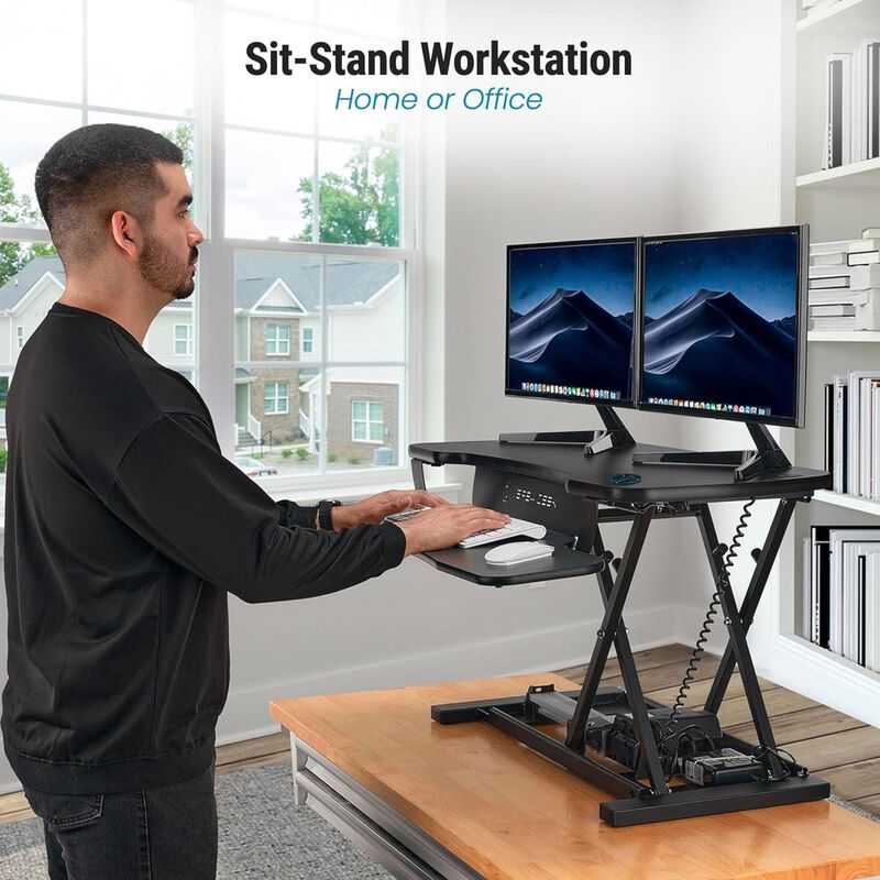 VersaDesk PowerPro® 36"W Electric Adjustable Standing Desk Converter, Black