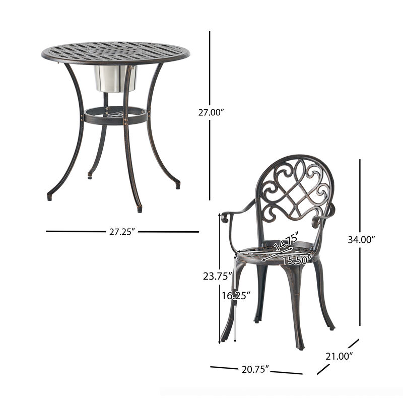 Outdoor Bistro Set with Ice Bucket for Entertaining