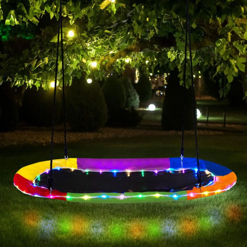 Hivvago 60 Inches Saucer Swing with LED Lights for Kids and Adults