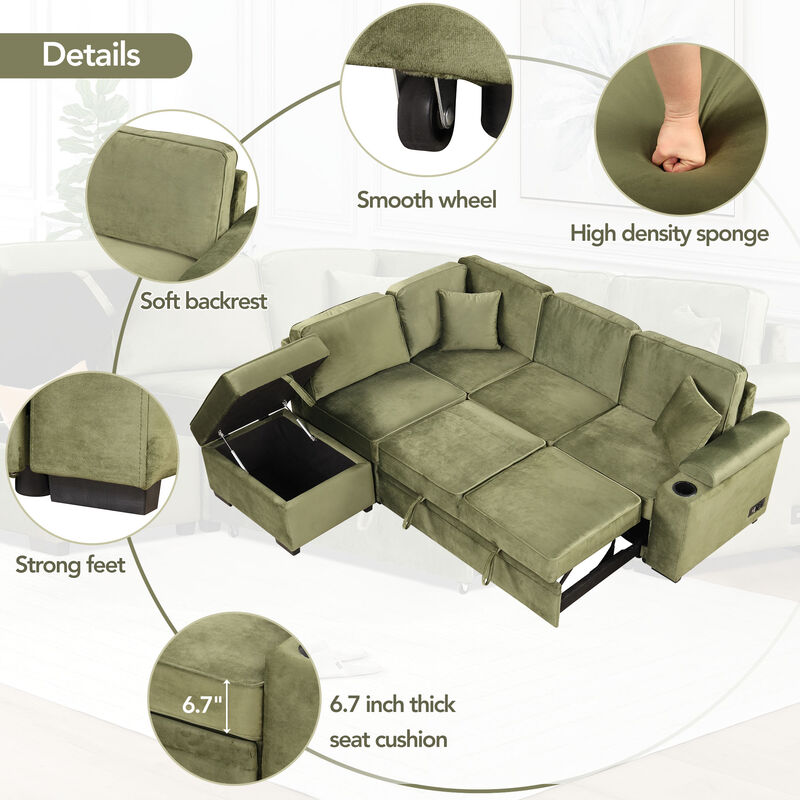 Merax 2 in 1 Pull Out Sofa Bed L Shape Couch