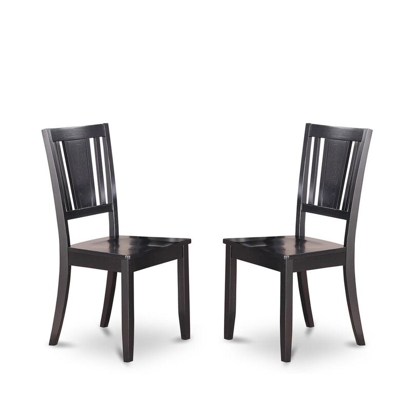 East West Furniture Dudley  Dining  Chair  with  Wood  Seat  in  Black  Finish,  Set  of  2