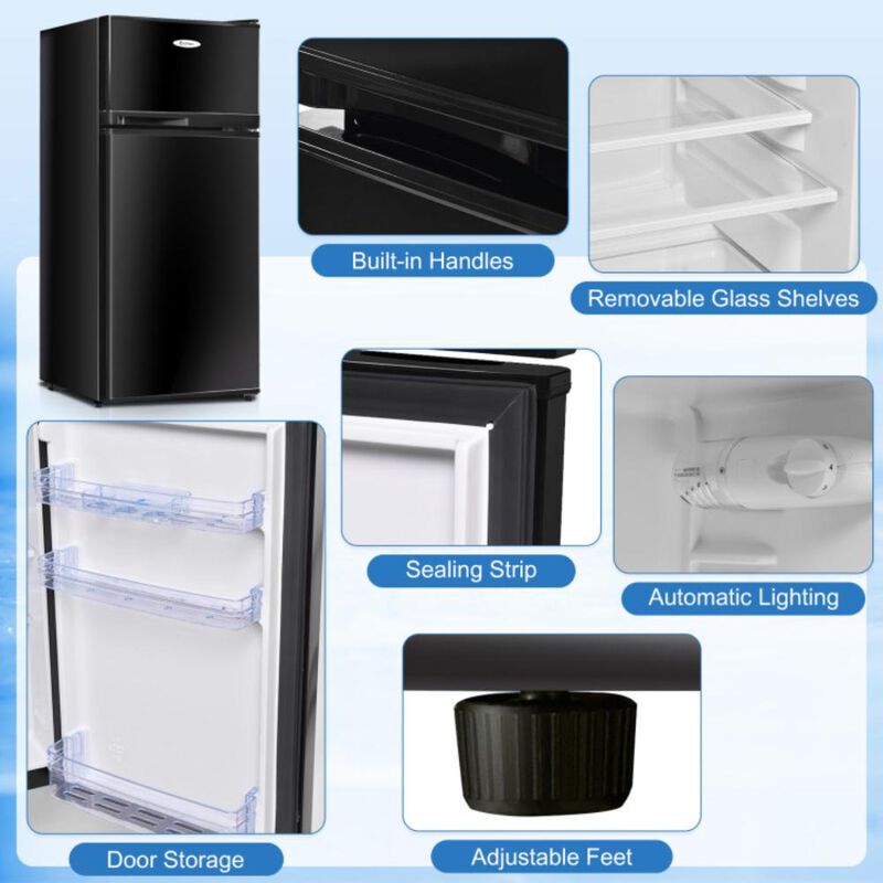Costway 2 Doors Cold-rolled Sheet Compact Refrigerator