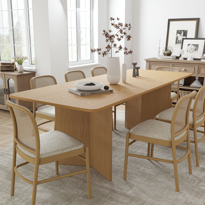 Brix 79V-Shaped Leg Square Wooden Dining Table in Walnut Color