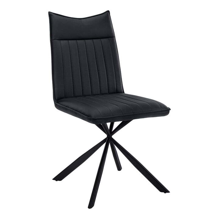 Monarch Specialties I 1215 Dining Chair, Set Of 2, Side, Upholstered, Kitchen, Dining Room, Pu Leather Look, Metal, Black, Contemporary, Modern