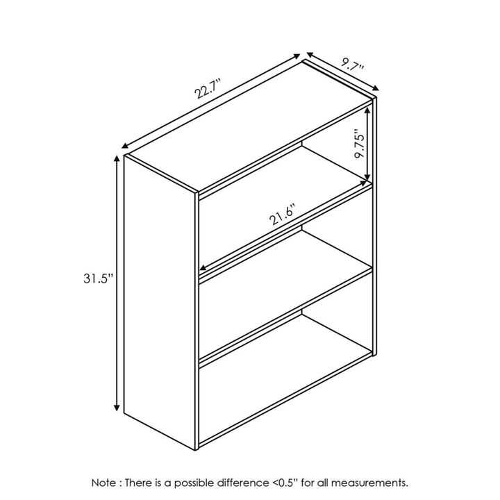 Furinno Pasir 3-Tier Open Shelf Bookcase, Columbia Walnut