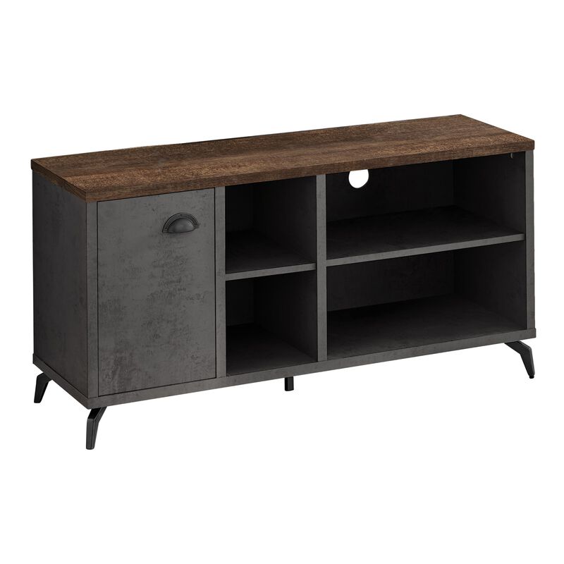 Monarch Specialties I 2830 Tv Stand, 48 Inch, Console, Media Entertainment Center, Storage Cabinet, Living Room, Bedroom, Laminate, Metal, Grey, Brown, Contemporary, Modern