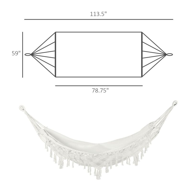 White Brazilian Hammock: Extra Large Cotton Hanging Bed with Bag, 330lbs Capacity
