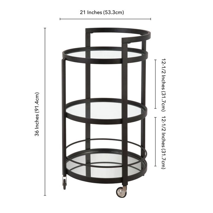 Hudson&Canal Hause 21'' Wide Round Bar Cart in Blackened Bronze