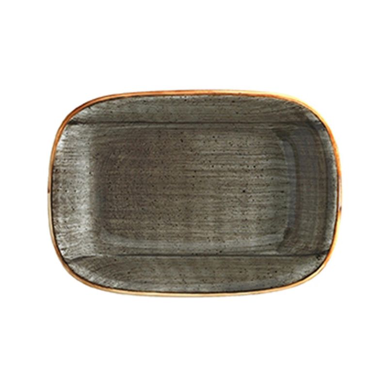 Space 6.5" x 4.5" x h:1.5" 12 oz. Rectangular Grey Porcelain Deep Plate (Set of 2)