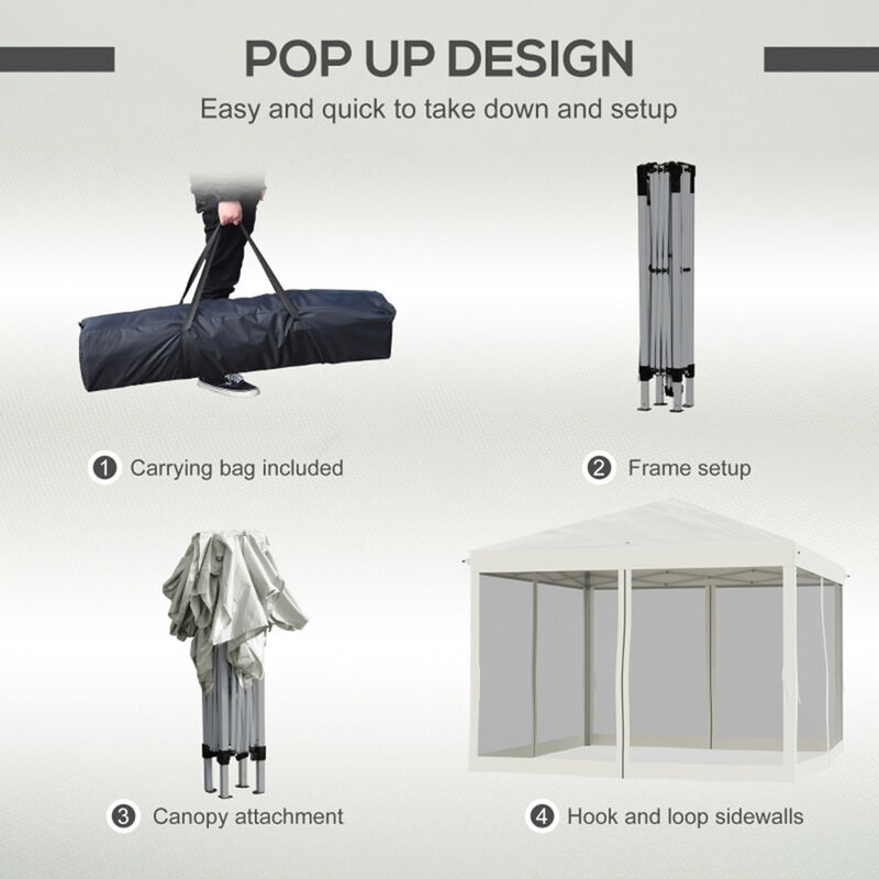 Instant Pop Up Canopy Tent with Mesh Netting Height Adjustable and Portable