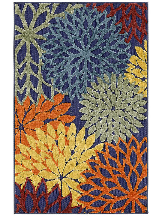 Aloha ALH05 Navy/Multicolor 3'6" x 5'6" Rug